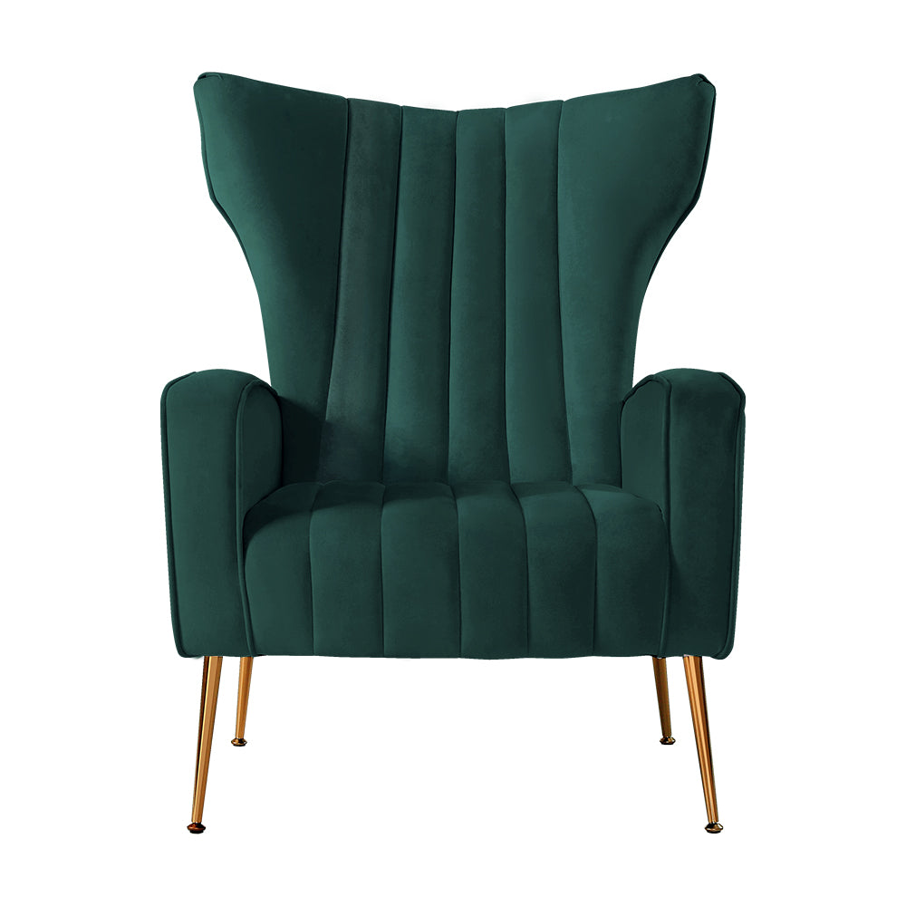 Kate Accent Velvet Armchair - Green