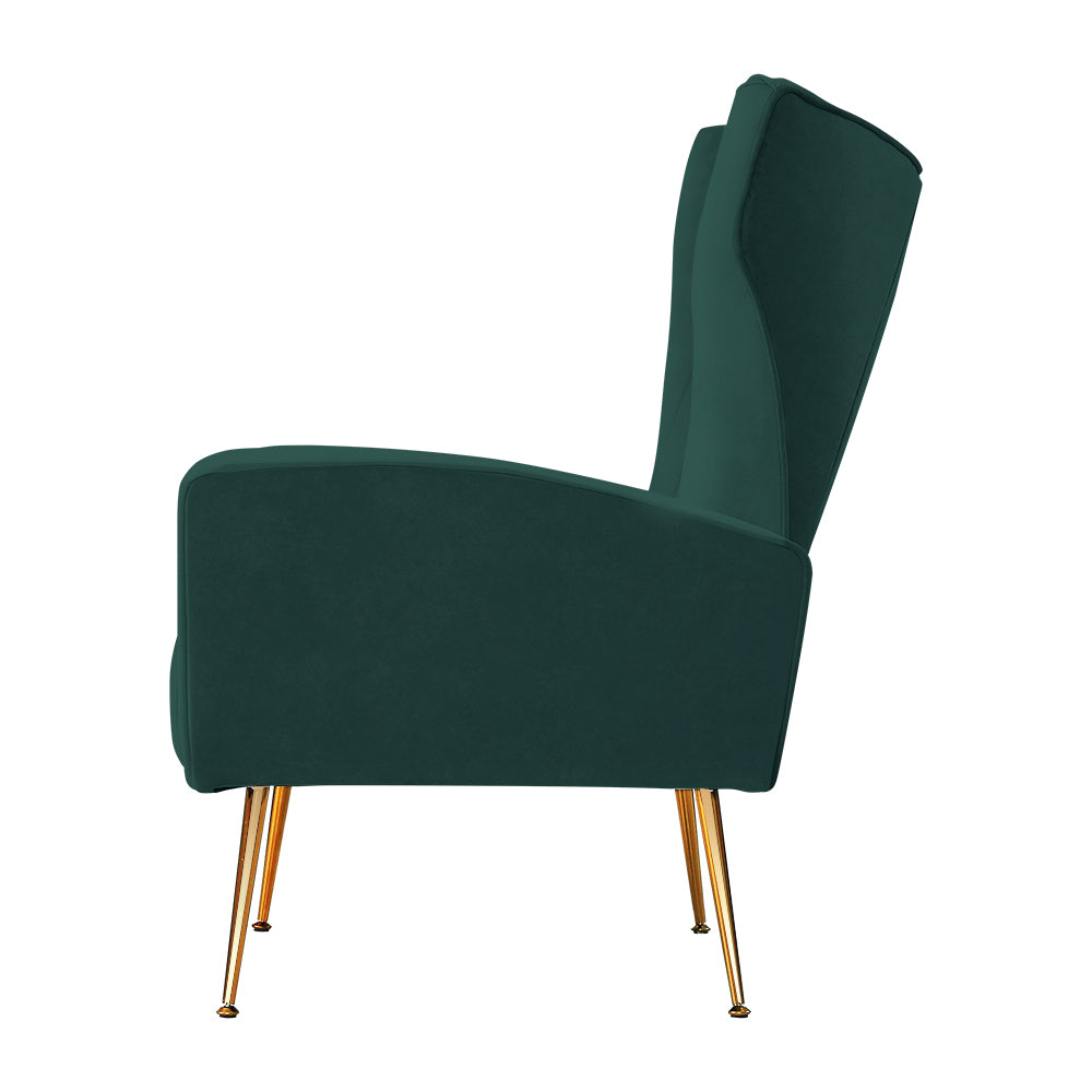 Kate Accent Velvet Armchair - Green