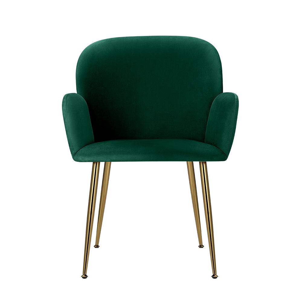 Natalia Velvet Dining Armchairs Set of 2 - Green