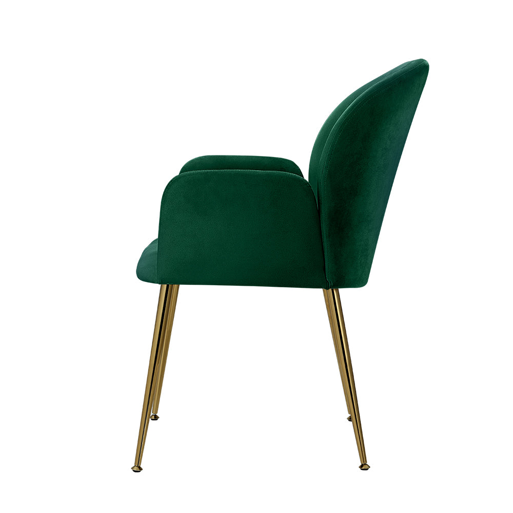 Natalia Velvet Dining Armchairs Set of 2 - Green