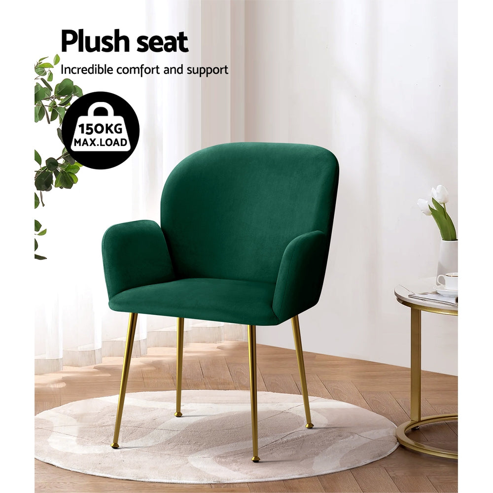 Natalia Velvet Dining Armchairs Set of 2 - Green