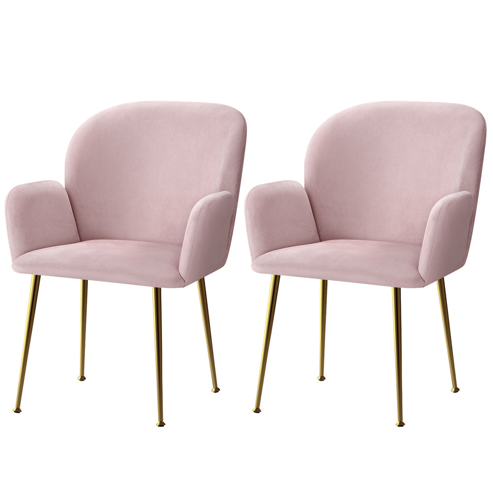 Natalia Velvet Dining Armchairs Set of 2 - Pink