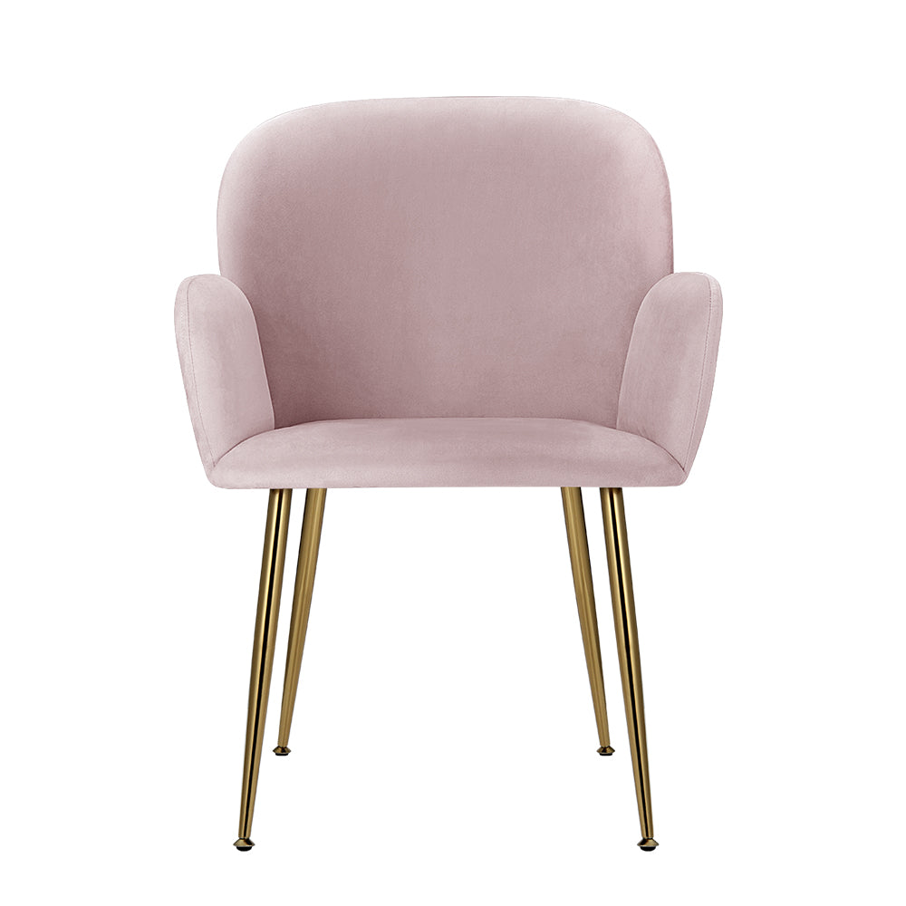 Natalia Velvet Dining Armchairs Set of 2 - Pink