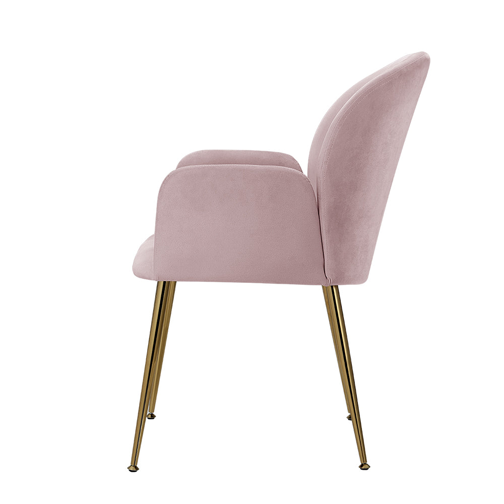 Natalia Velvet Dining Armchairs Set of 2 - Pink