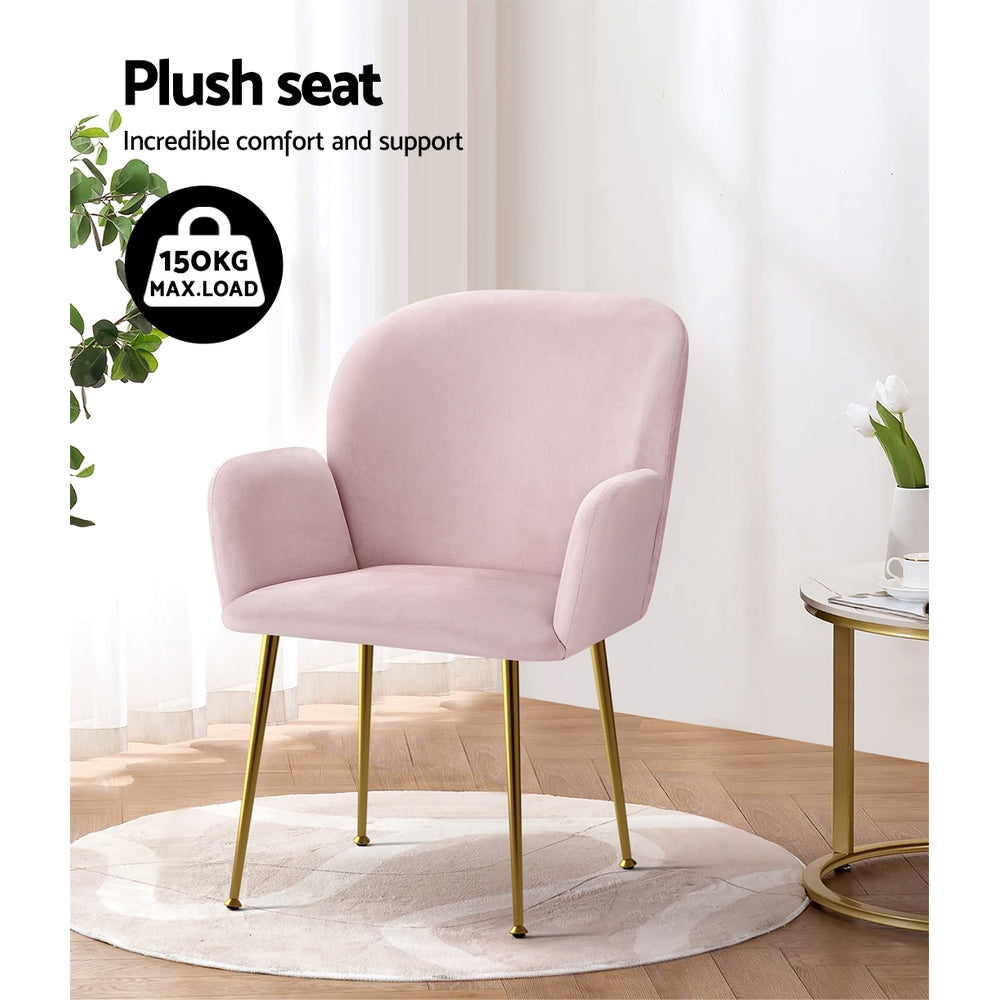 Natalia Velvet Dining Armchairs Set of 2 - Pink