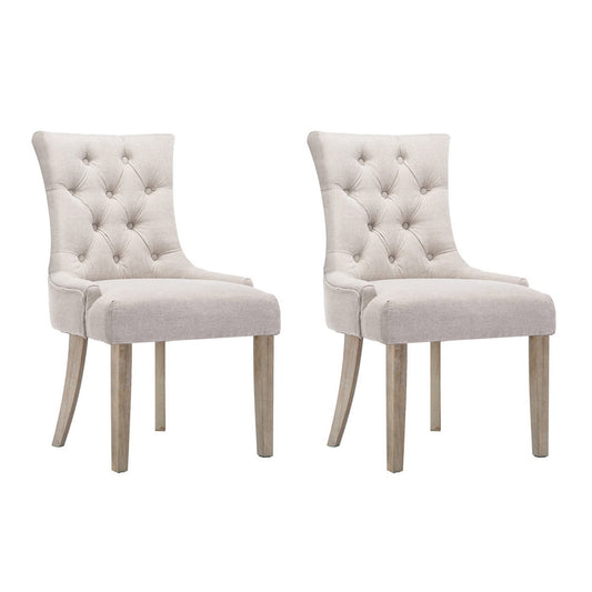 French Provincial Dining Chairs Set of 2 - Beige