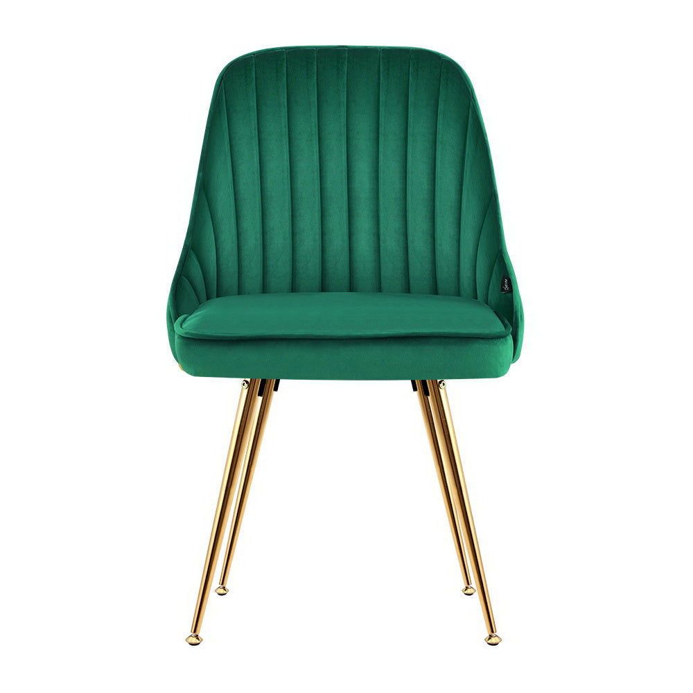 Alice Velvet Channel Tufted Dining Chairs Set of 2 - Green