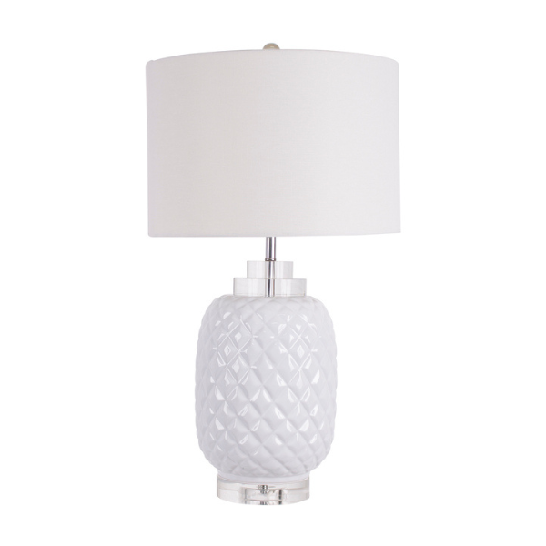 Island White Table Lamp Gloss Ceramic