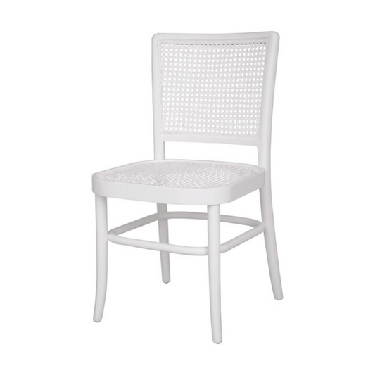 Palm Rattan Dining Chair White Matt Finish