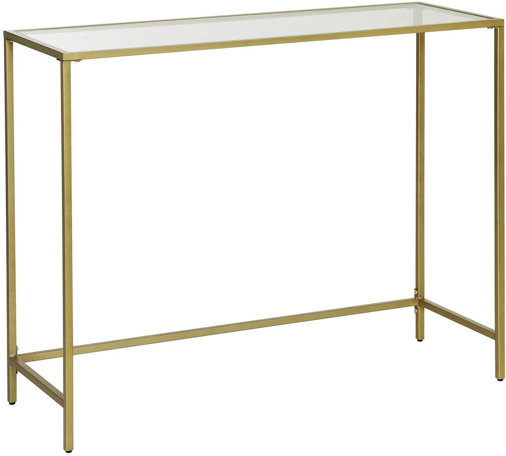 VASAGLE Console Table with Tempered Glass Golden