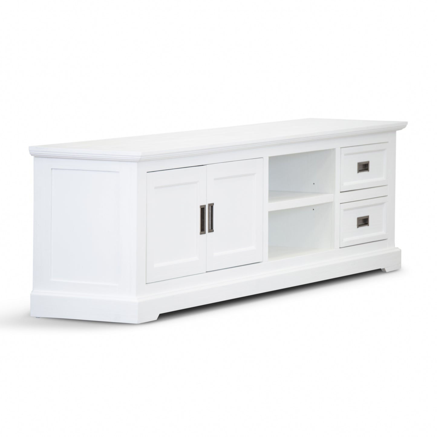 Amelia White Coastal Entertainment TV Unit 220cm - Solid Acacia Wood