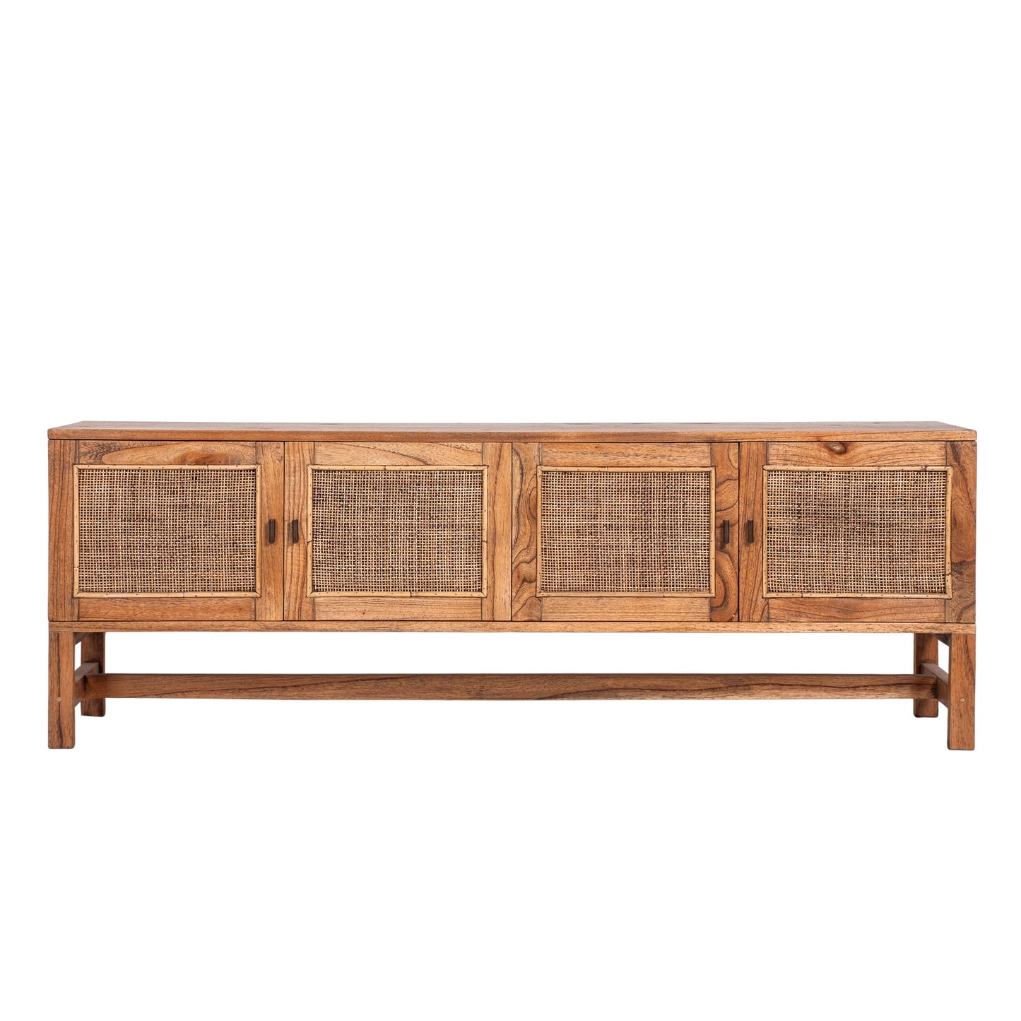 Jasmine Brown Entertainment TV Unit 160cm 4 Door Mindi Wood Rattan