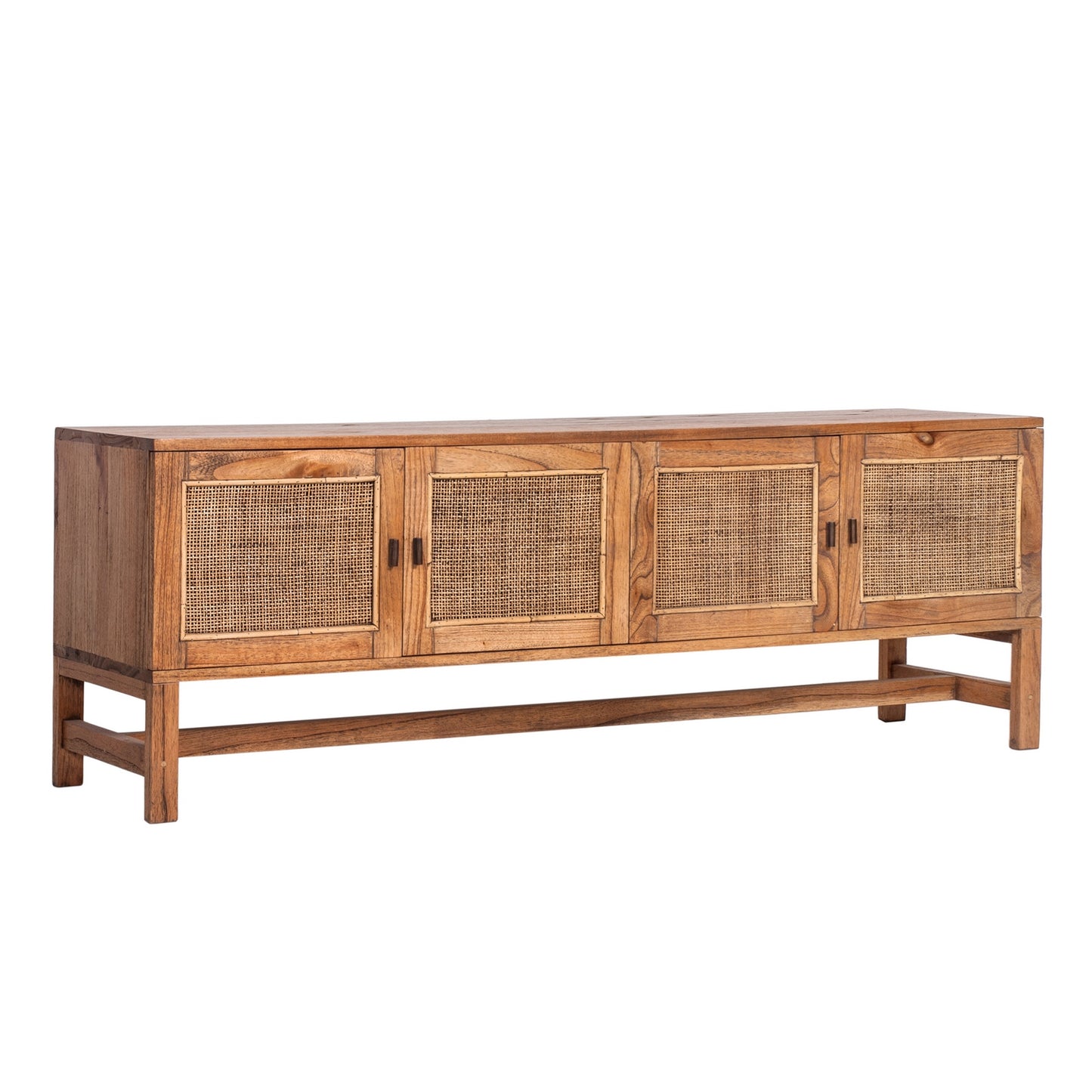 Jasmine Brown Entertainment TV Unit 160cm 4 Door Mindi Wood Rattan