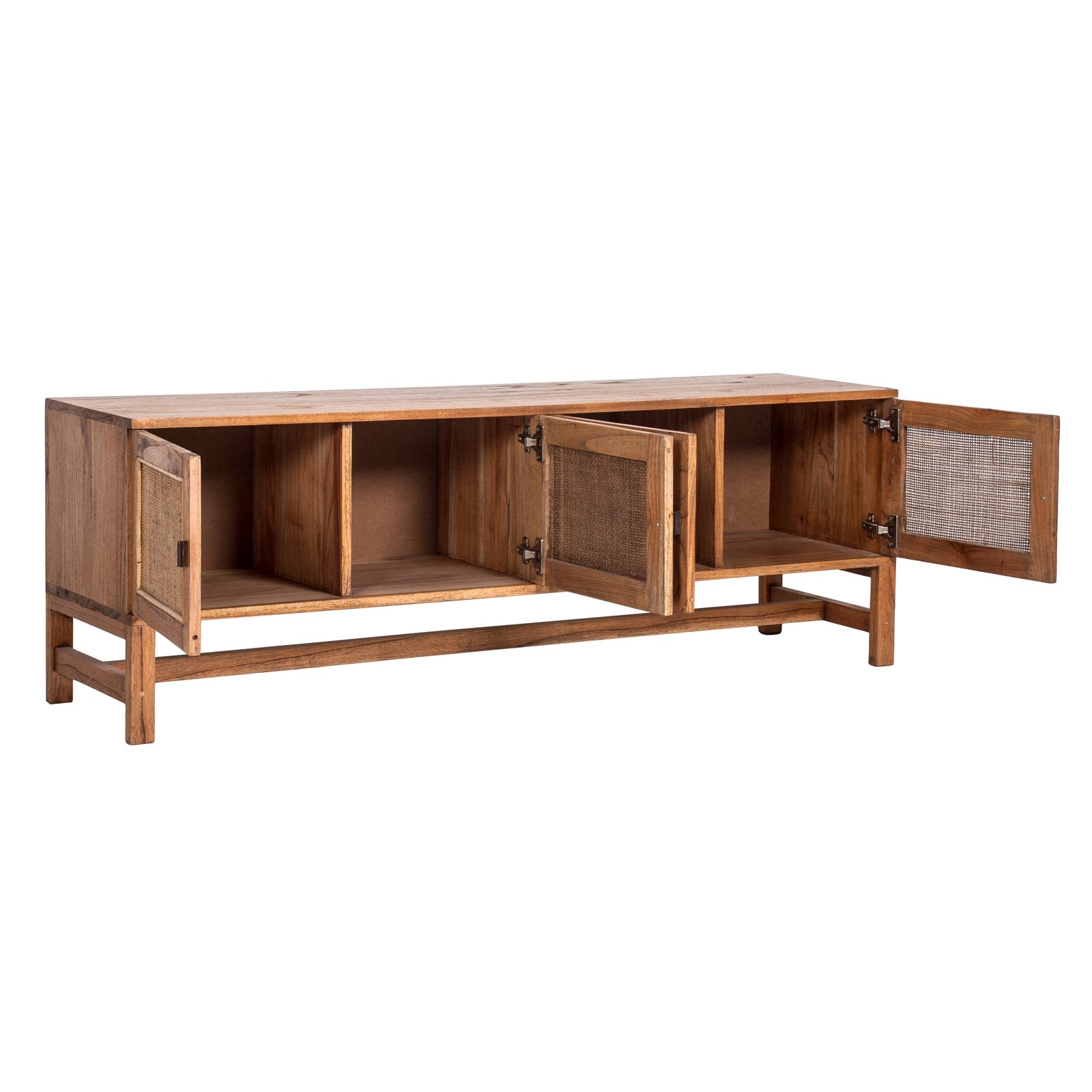 Jasmine Brown Entertainment TV Unit 160cm 4 Door Mindi Wood Rattan