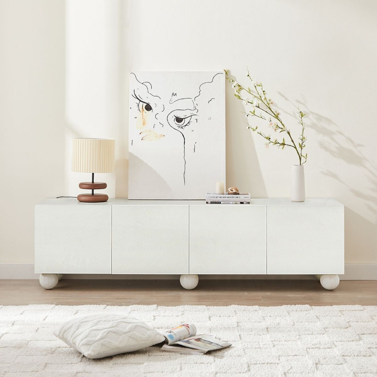 Ava White TV Unit