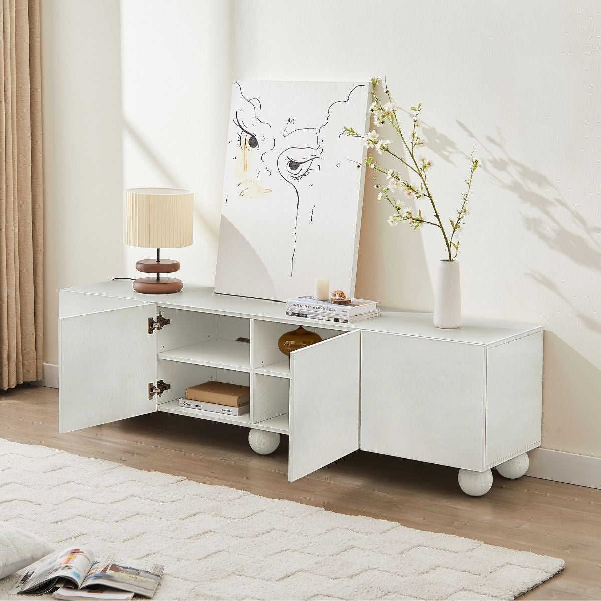 Ava White TV Unit