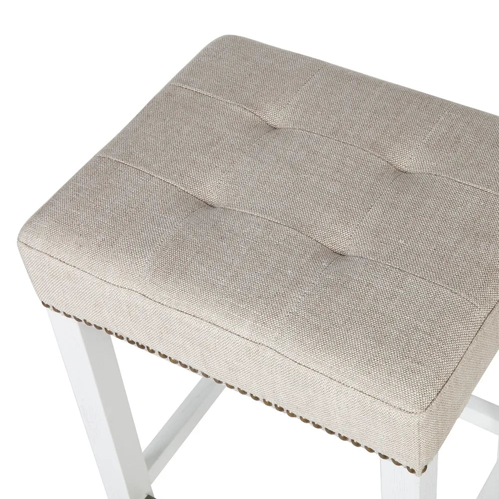 Canyon White Kitchen Stool - Natural Linen