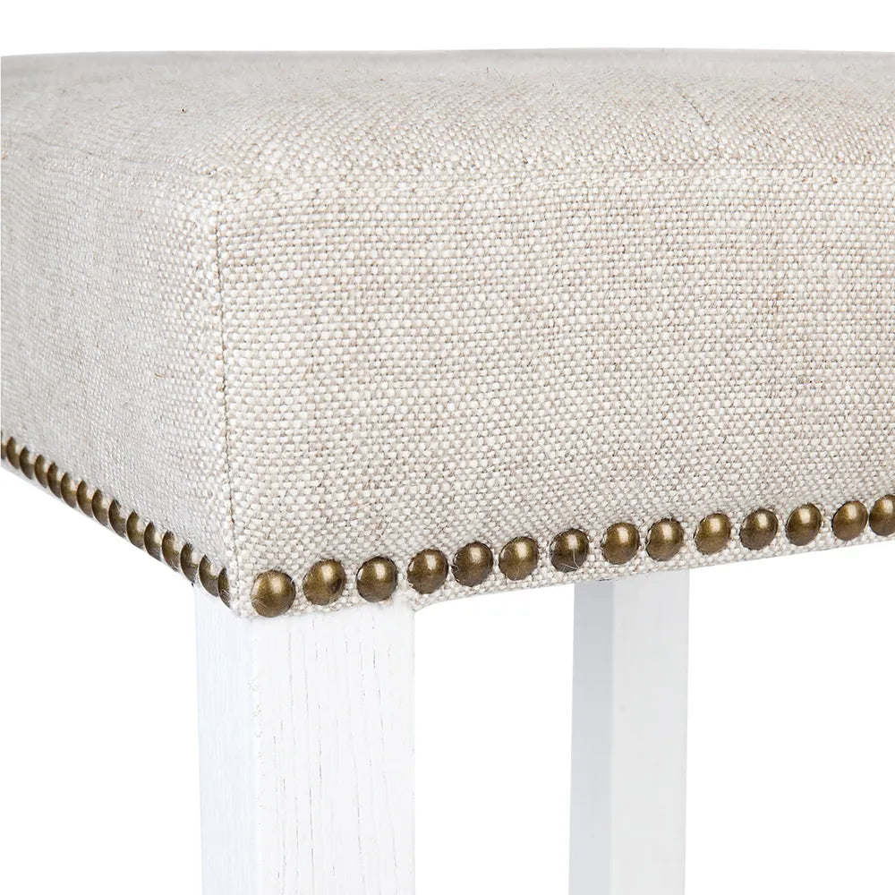 Canyon White Kitchen Stool - Natural Linen