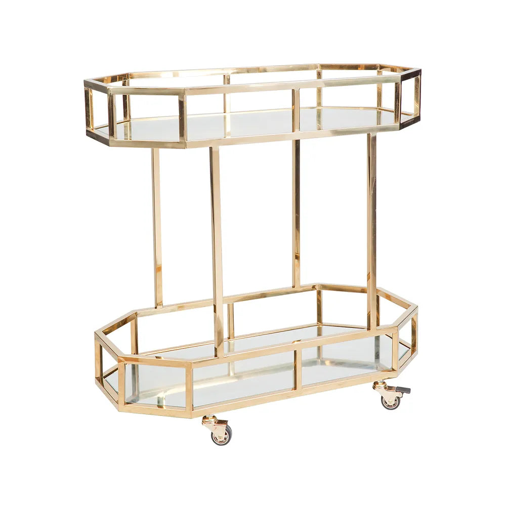 Brooklyn Mirrored Bar Cart - Gold