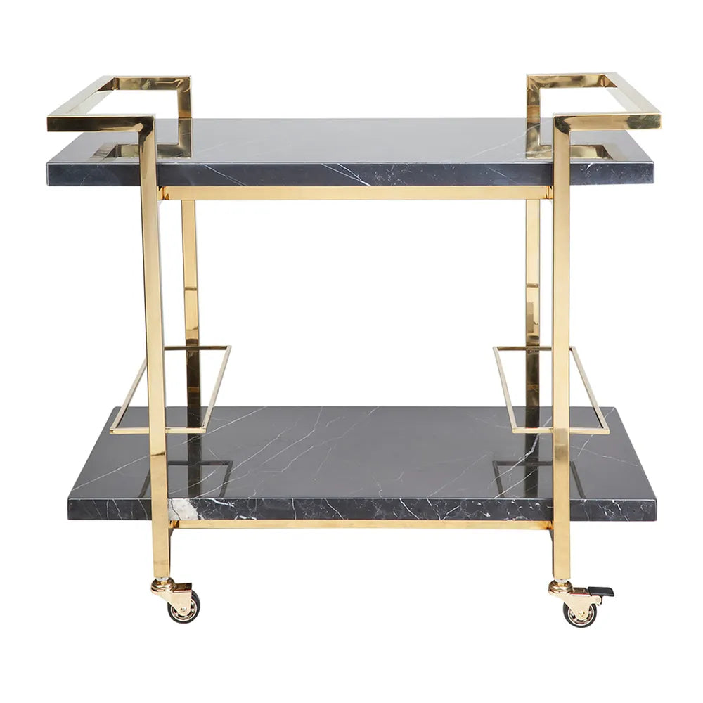 Franklin Black Marble Bar Cart - Gold