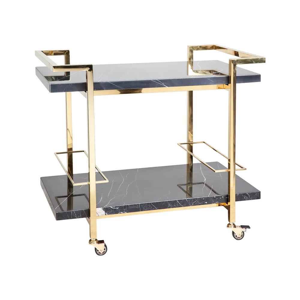 Franklin Black Marble Bar Cart - Gold