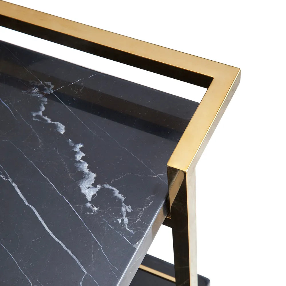 Franklin Black Marble Bar Cart - Gold