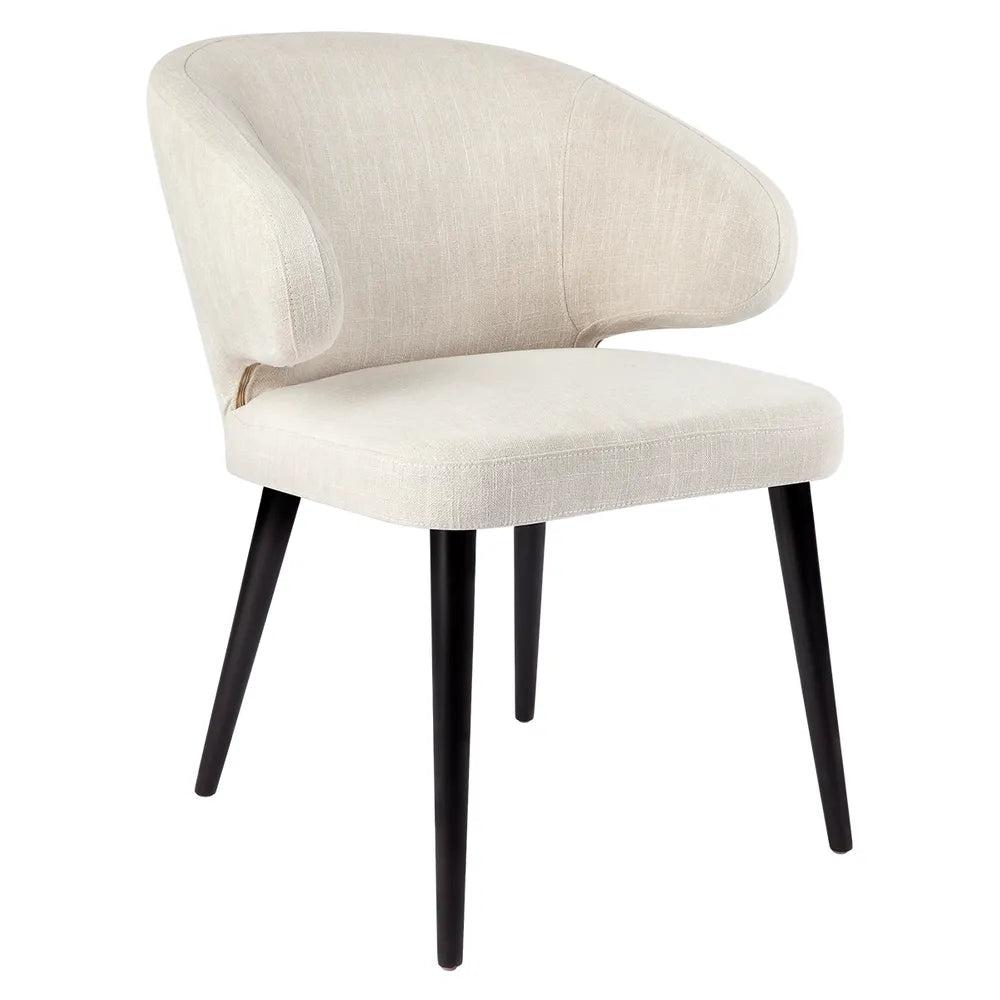 Harlow Black Dining Chair - Natural Linen