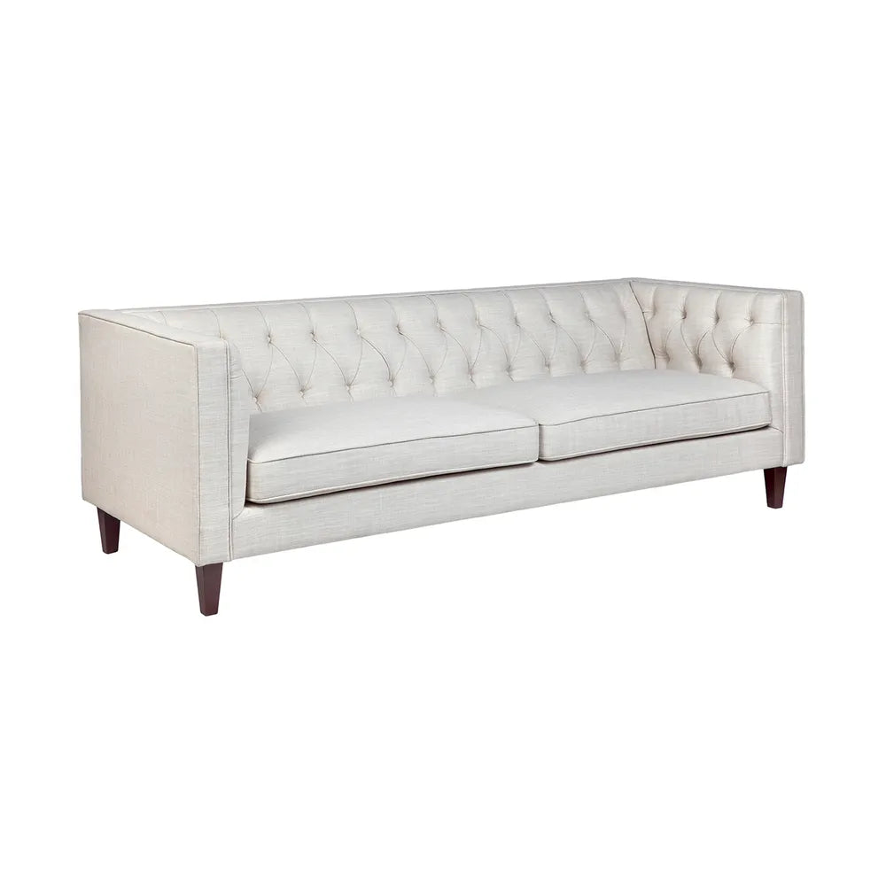 Tuxedo 3-Seater Tufted Sofa - Natural Linen