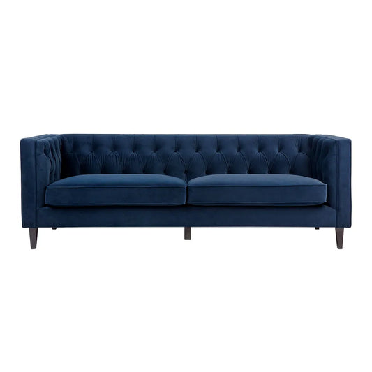 Tuxedo 3 Seater Tufted Sofa - Navy Velvet