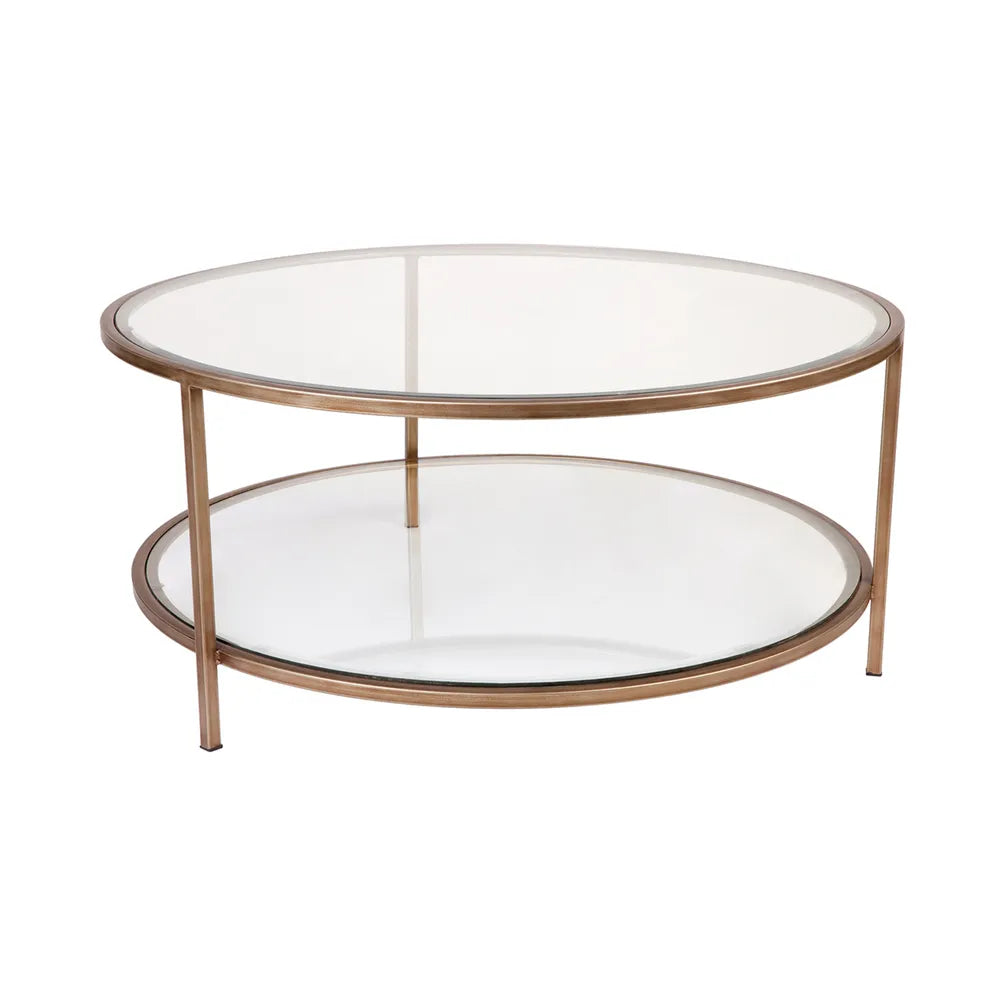 Cocktail Glass Round Coffee Table - Antique Gold