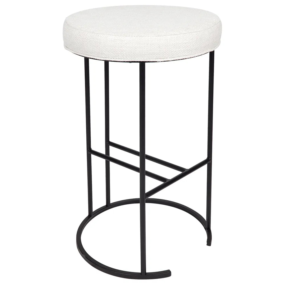 Blackley Black Iron Kitchen Stool - Natural Linen