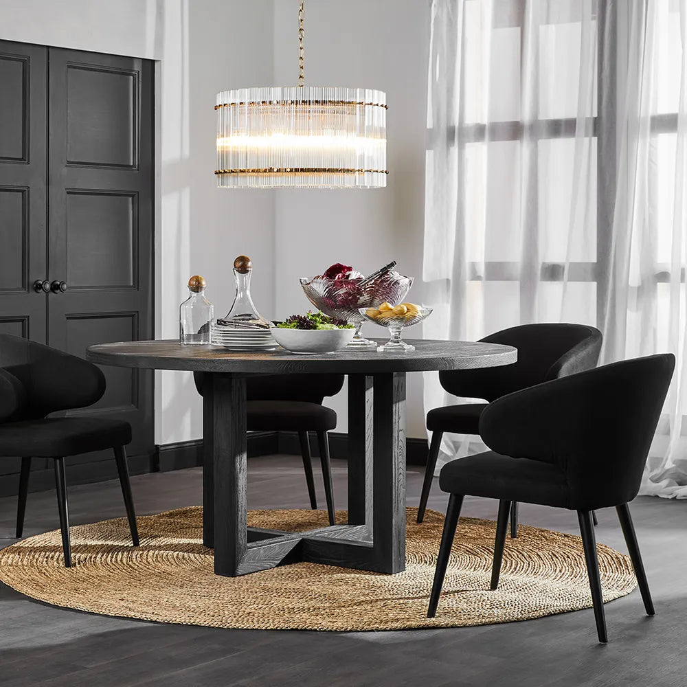 Leeton Round Dining Table - 1.5m Black