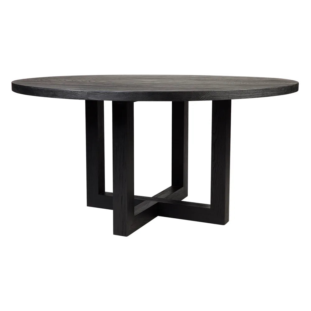 Leeton Round Dining Table - 1.5m Black