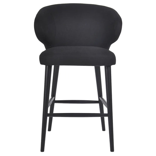 Harlow Black Kitchen Stool - Black Linen