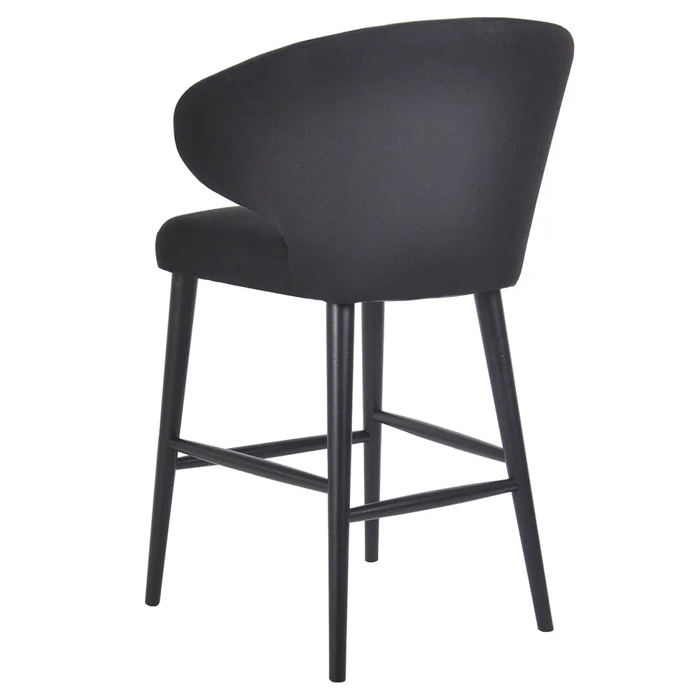 Harlow Black Kitchen Stool - Black Linen