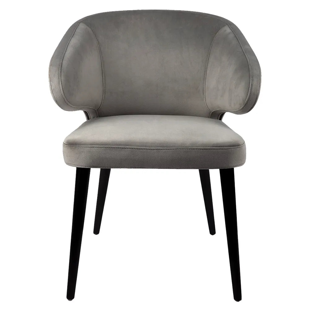 Harlow Black Dining Chair - Grey Velvet