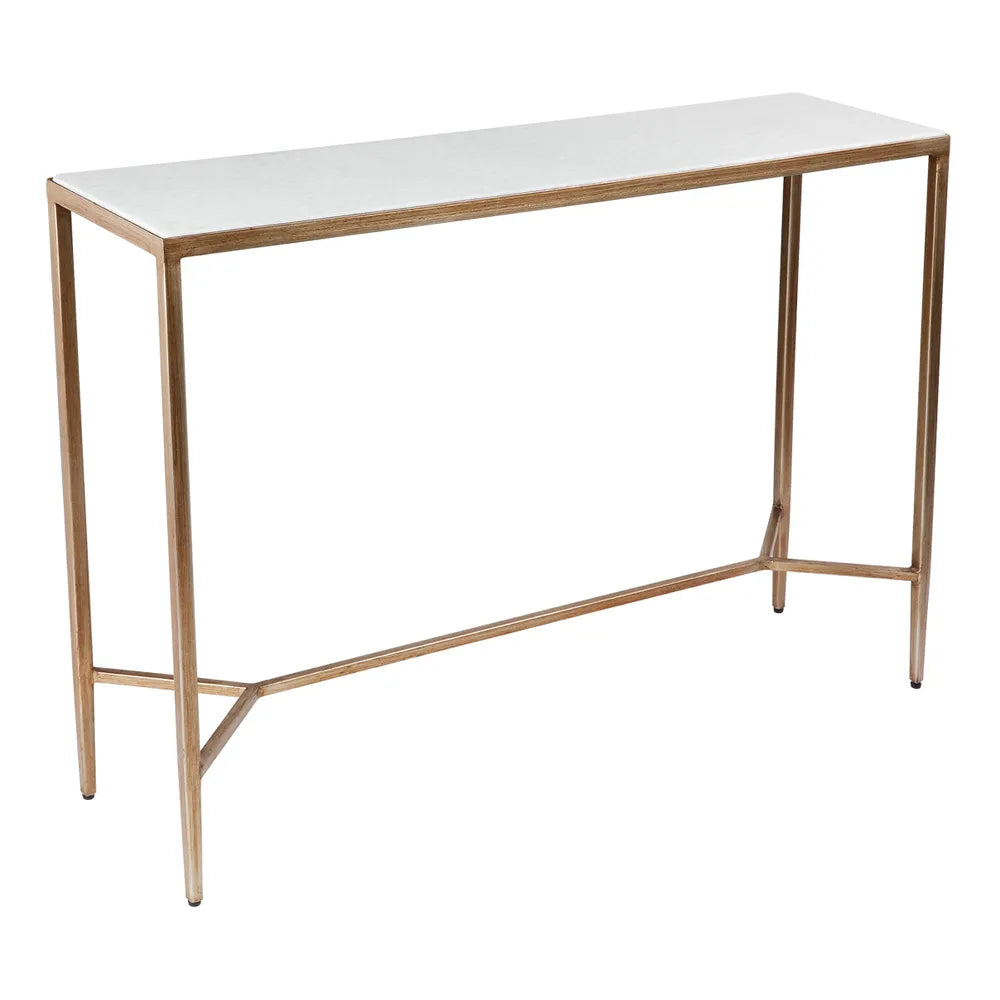 Chloe Stone Console Table - Small Antique Gold