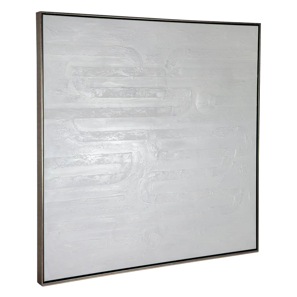 Clean Lines Oil On Canvas Painting - White