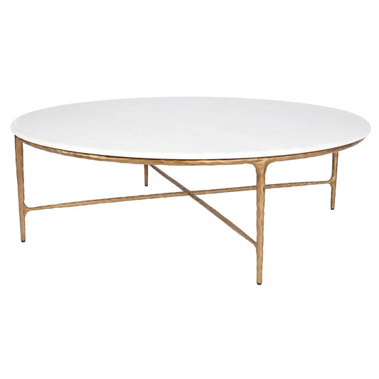 Heston Round Marble Coffee Table - Brass