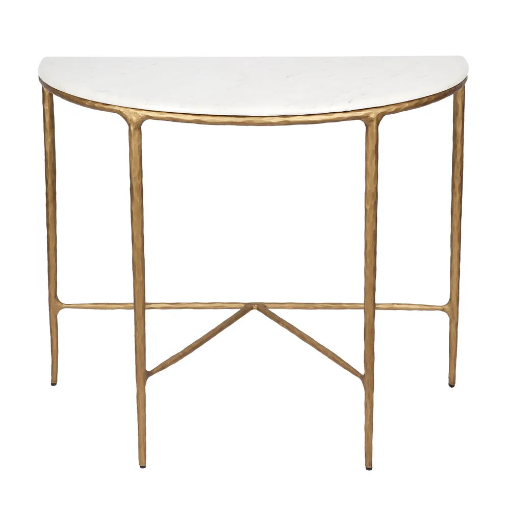 Heston Marble Demilune Table - Brass