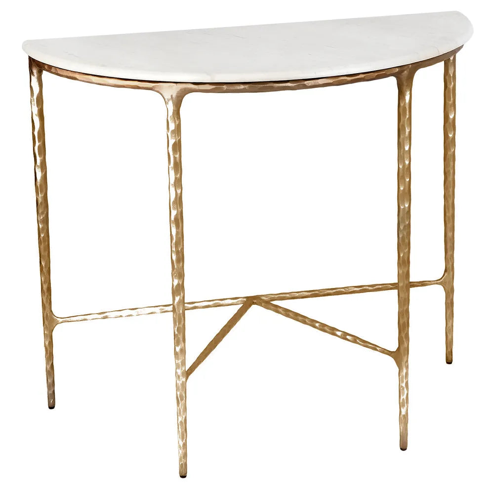 Heston Marble Demilune Table - Brass