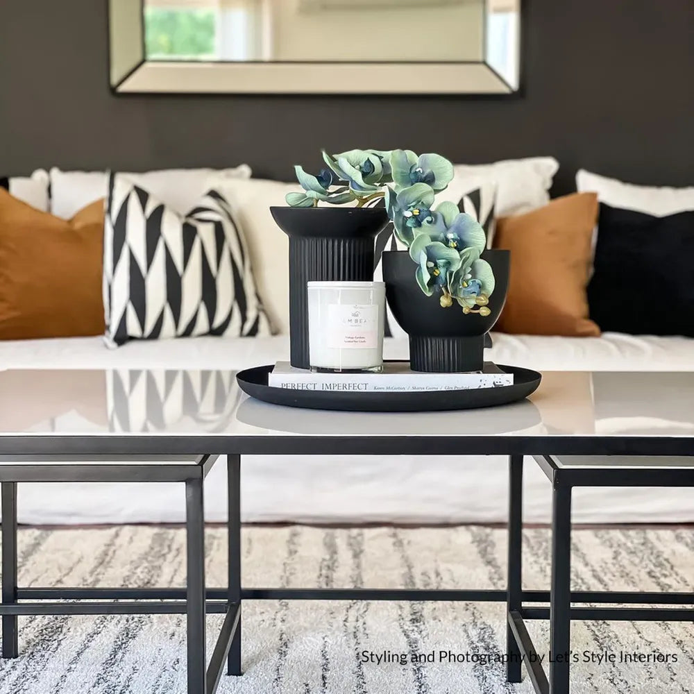 Cocktail Stone Nesting Coffee Tables - Black