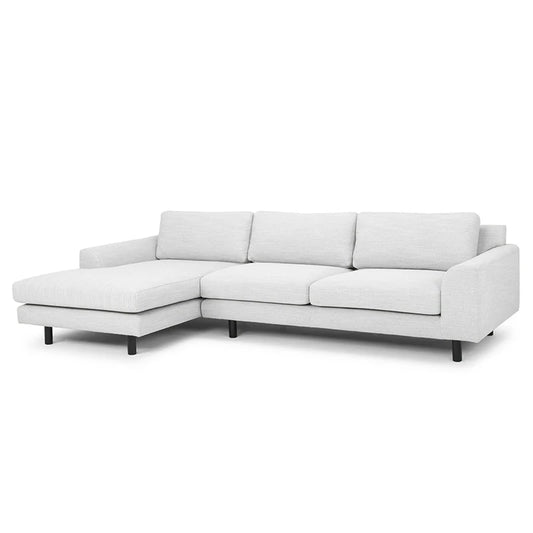 Margo 3 Seater Left Chaise Sofa - Light Texture Grey - Black legs