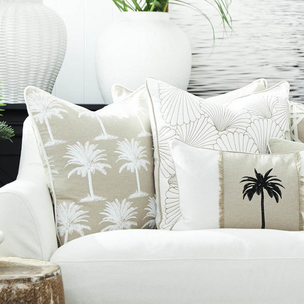 Havana Palm Filled Cushion White 50x50cm