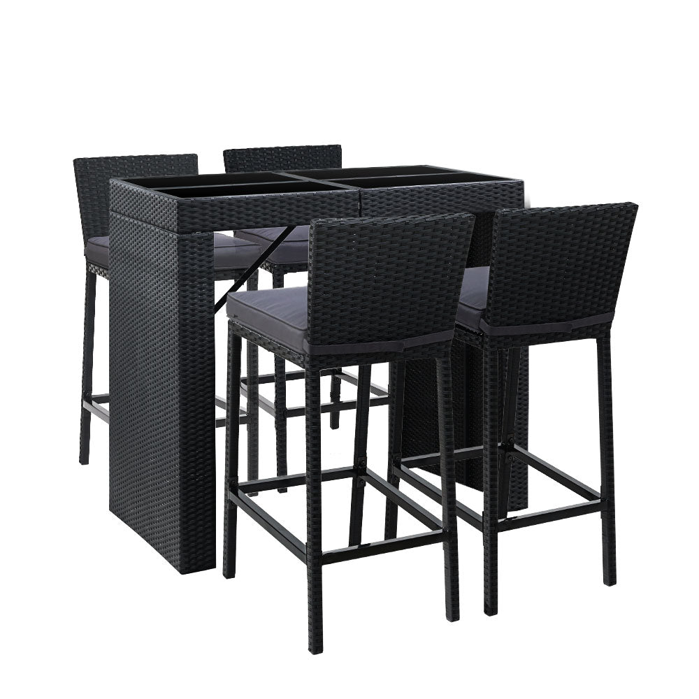 5 Piece Outdoor Bar Table and Stools Set