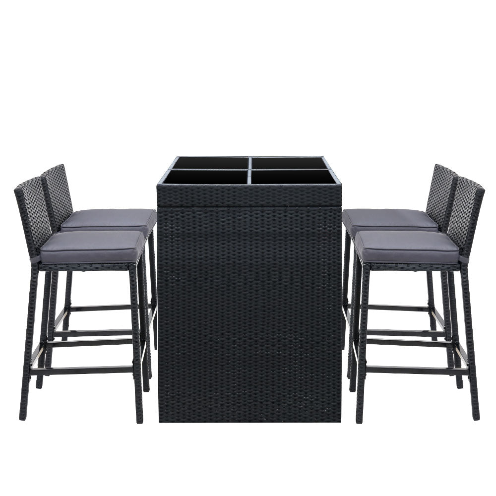 5 Piece Outdoor Bar Table and Stools Set