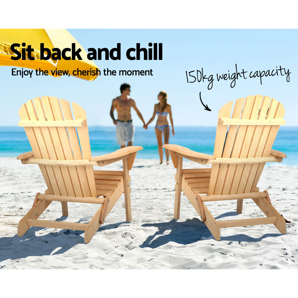 Outdoor Adirondack Lounge Beach Chair - Natural