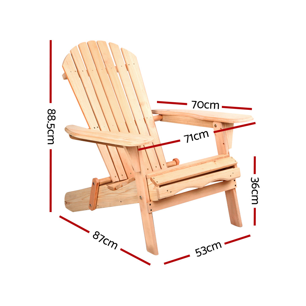 Set of 2 Outdoor Adirondack Lounge Beach Chairs - Natural