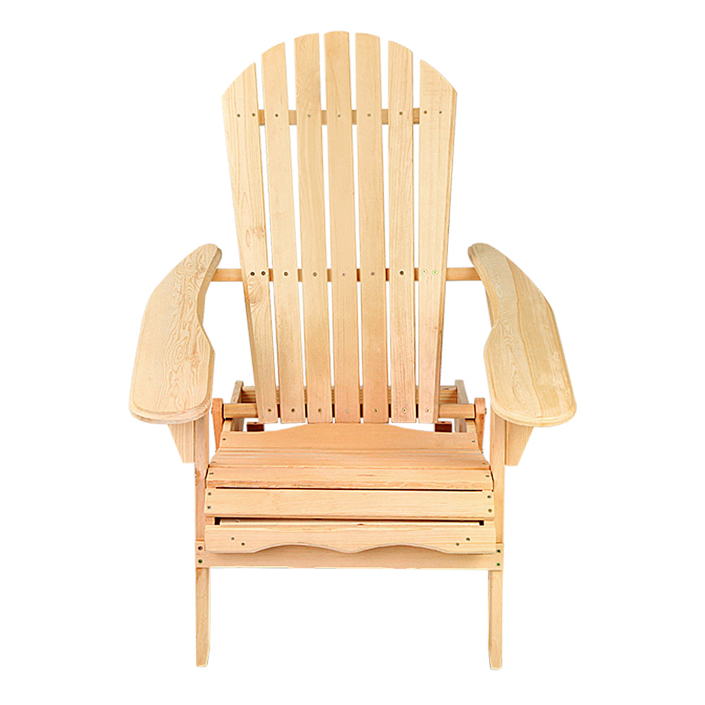 Set of 2 Outdoor Adirondack Lounge Beach Chairs - Natural