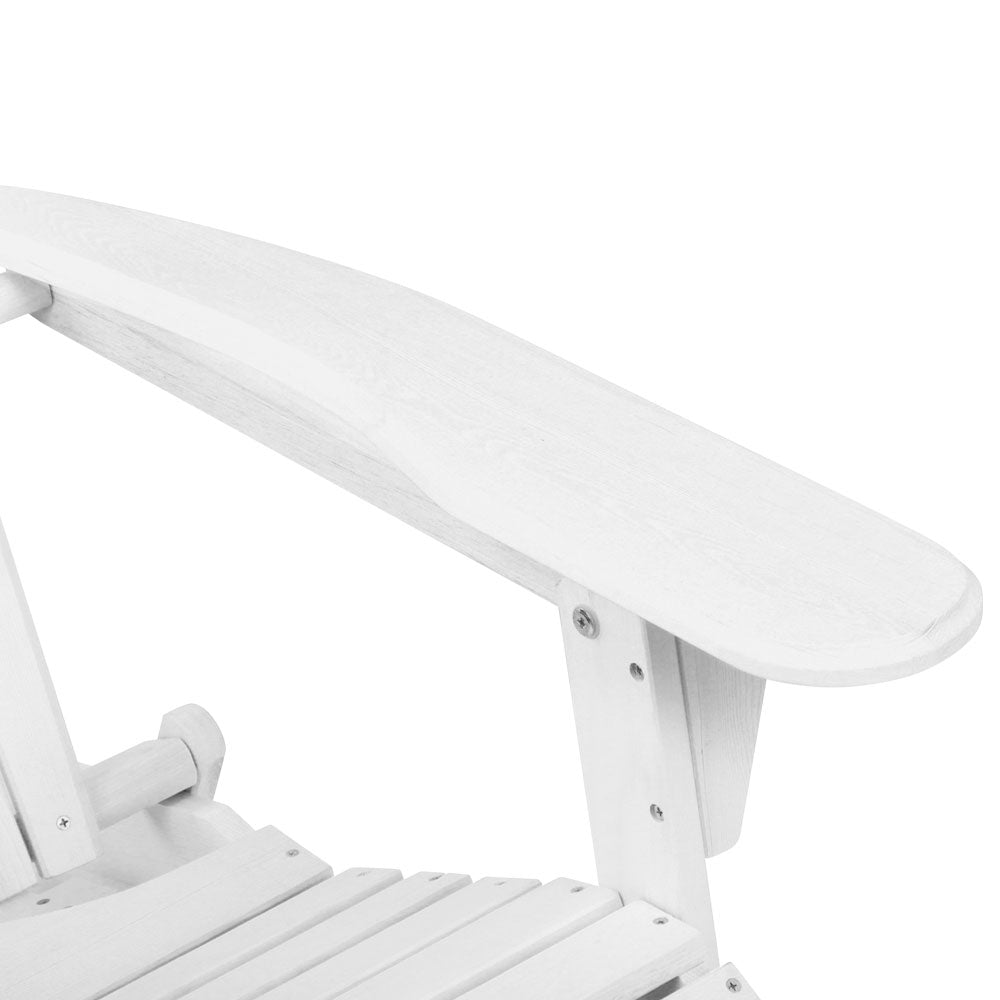 Outdoor Adirondack Lounge Beach Chair with Footstool - White